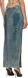 Masha Popova Blue V Cut Maxi Skirt