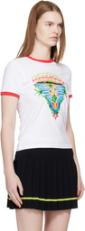 Casablanca White Innocence Triangle Longline Ringer T-shirt