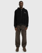 Rhude VELOUR CLASSIQUE ZIP-UP HOODIE Black Mens Zipper