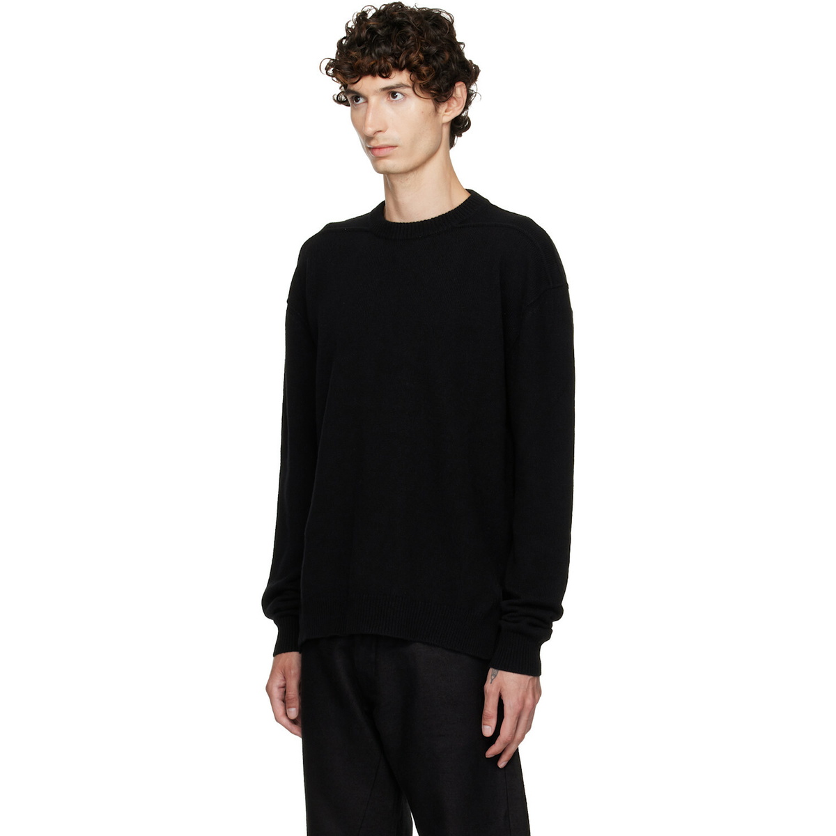 Rick Owens Black Tower Round Neck Sweater
