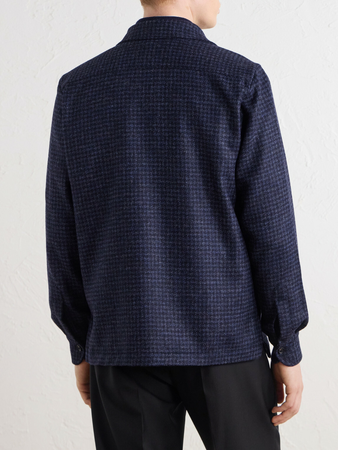De Petrillo - Houndstooth Virgin Wool Overshirt - Blue