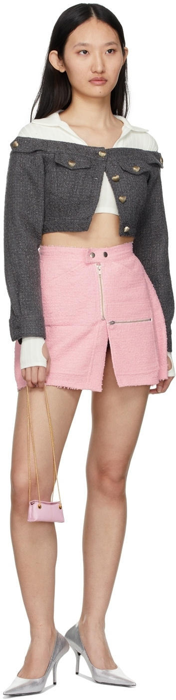 BONBOM Grey Cropped Off Shoulder Jacket