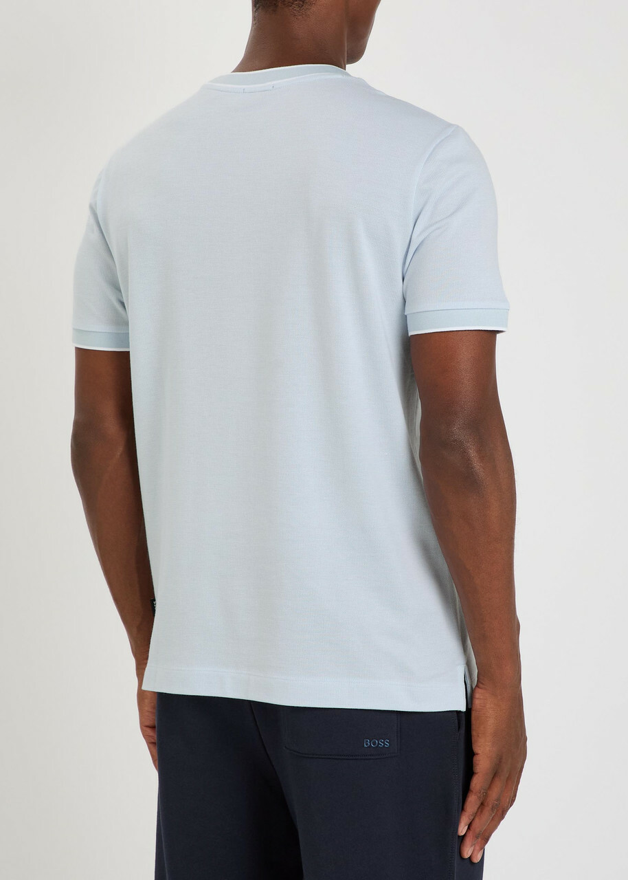 Boss Thompson Waffle Cotton T-shirt Blue