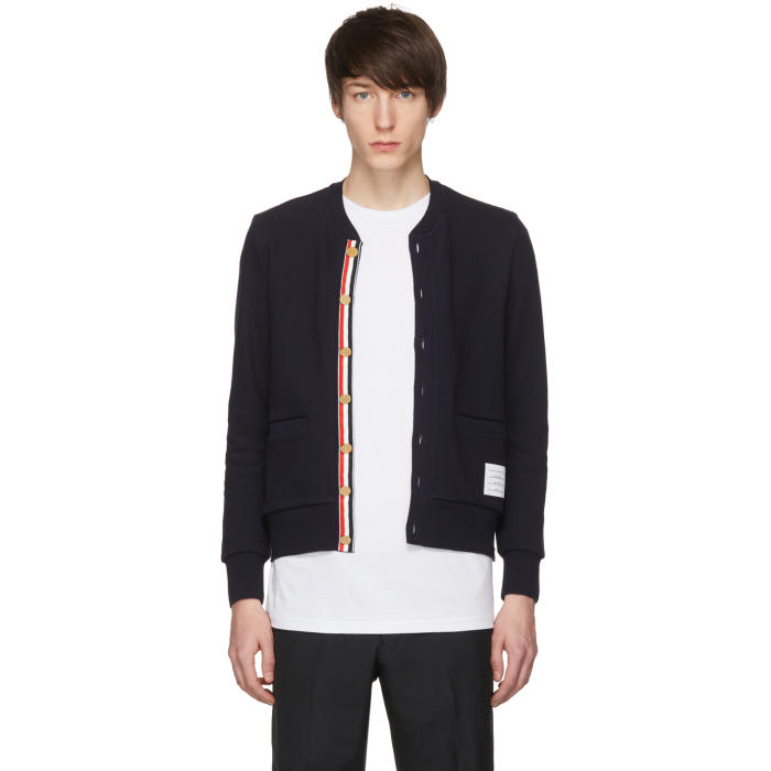 Photo: Thom Browne Navy Crewneck Cardigan