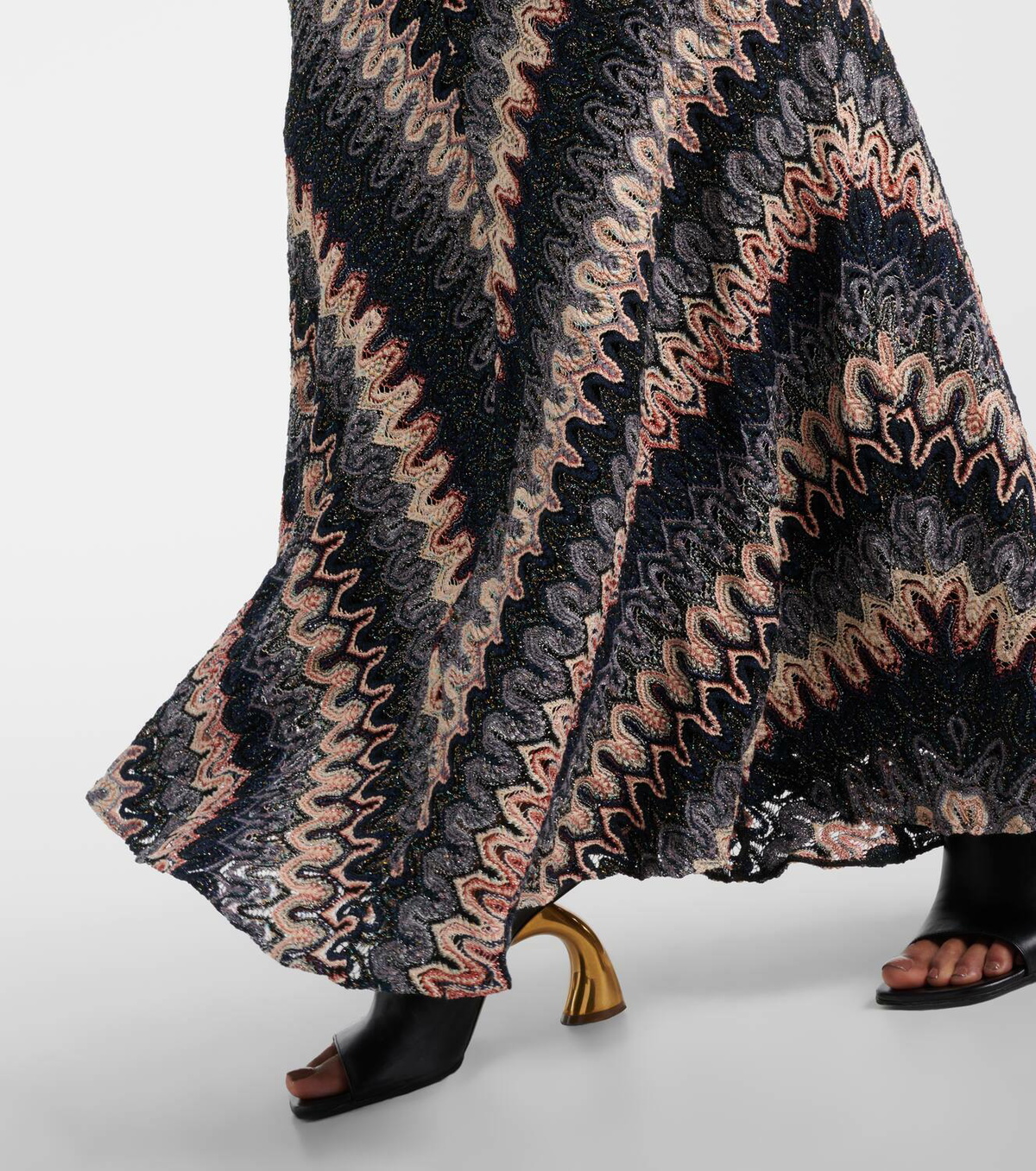 Missoni Zig Zag metallic knit maxi skirt Missoni