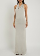 Aya Muse Sereno Halterneck Knit Maxi Dress White