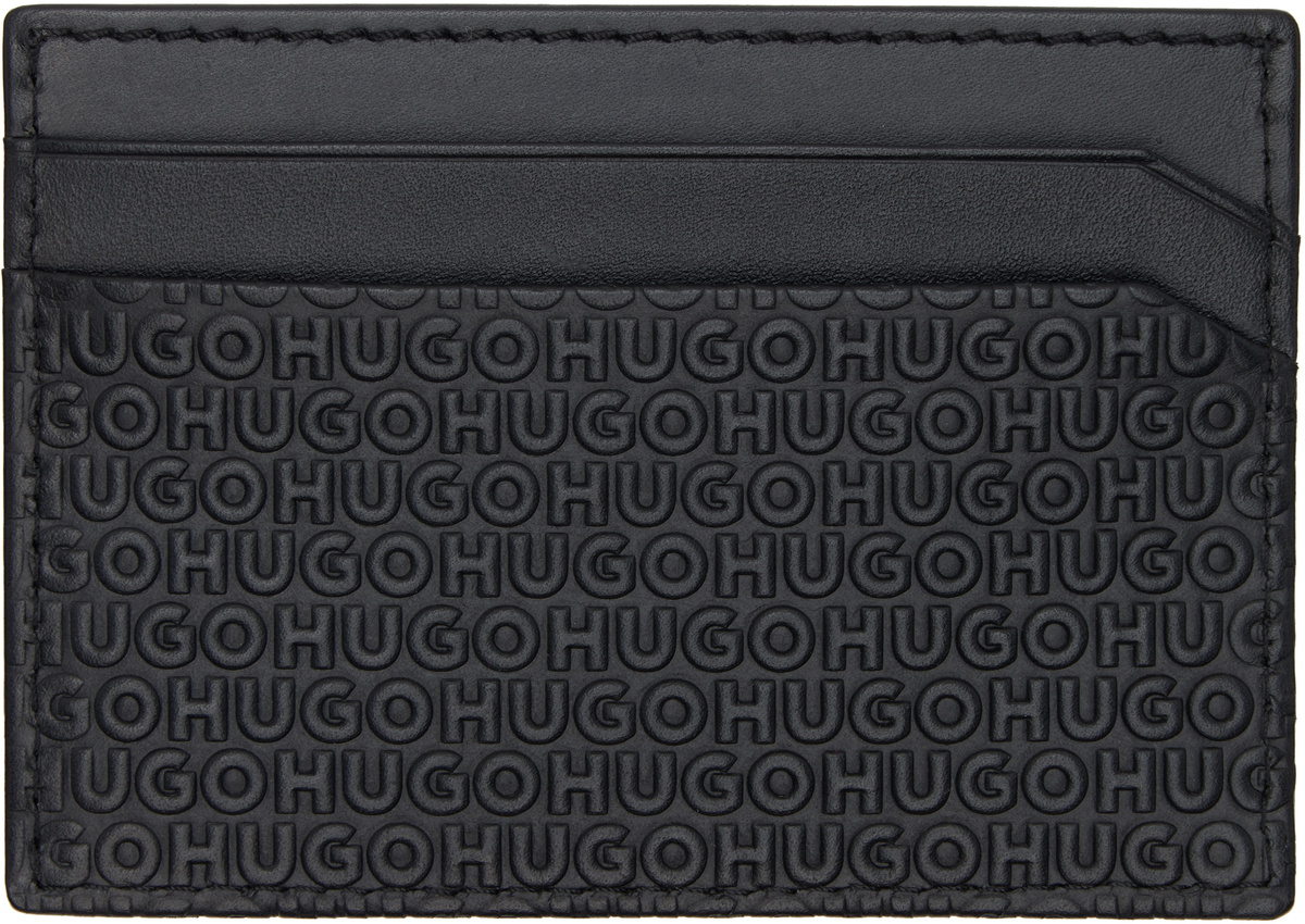 Hugo Black Embossed Logo Card Holder