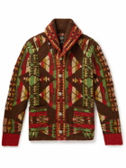 RRL - Shawl-Collar Intarsia Wool, Linen and Silk-Blend Cardigan - Red