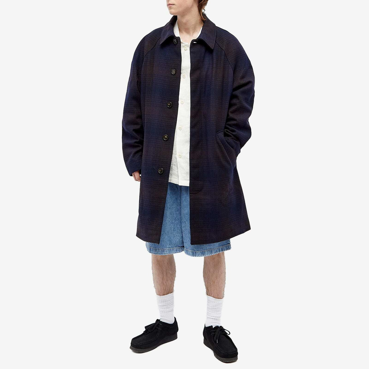 A.P.C. Maxime Check Wool Overcoat in Dark Brown