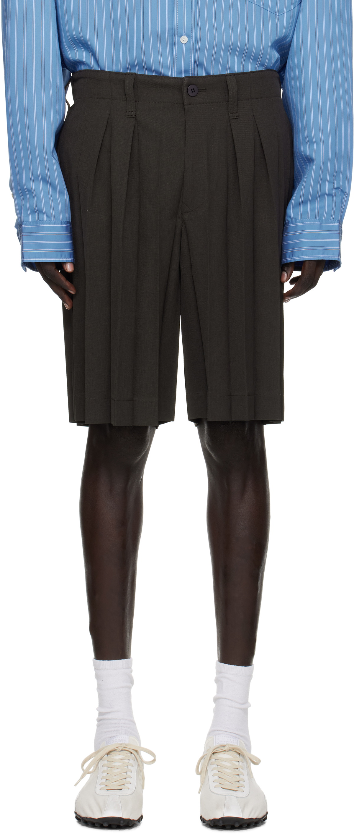 HOMME PLISSÉ ISSEY MIYAKE Black Tight Twist Cotton Knit Shorts