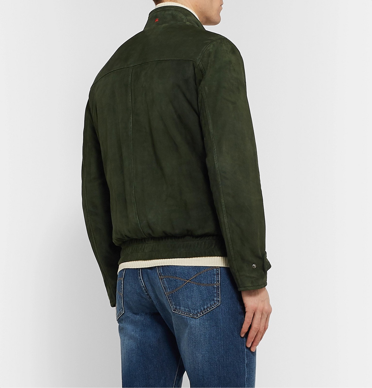 Isaia - Suede Bomber Jacket - Green Isaia