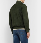 Isaia - Suede Bomber Jacket - Green