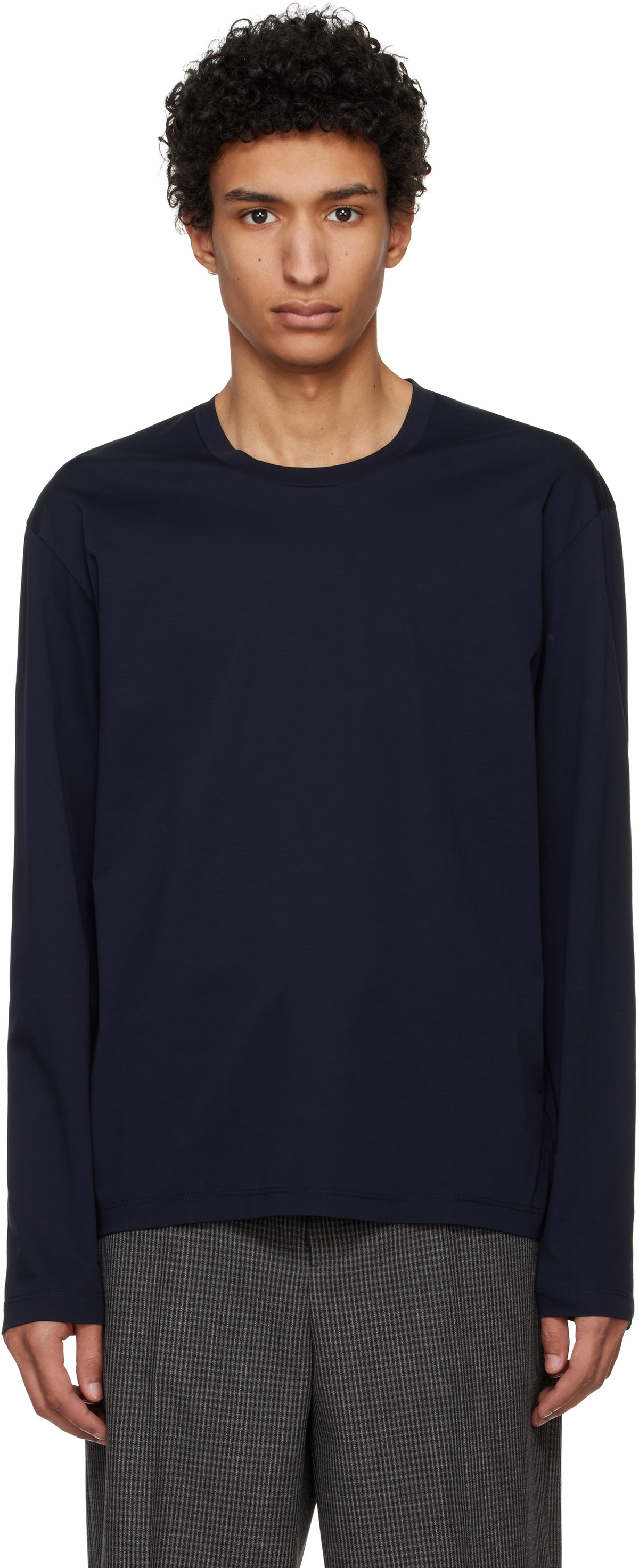 Jil Sander: Navy Logo Flag Left T-shirt | SSENSE
