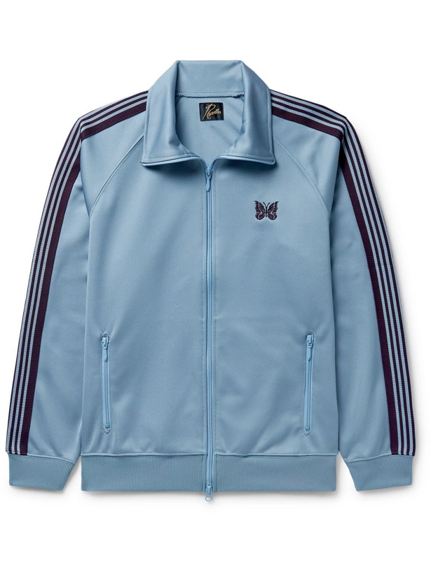 Photo: Needles - Logo-Embroidered Stripe-Trimmed Tech-Jersey Track Jacket - Blue