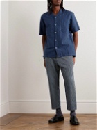 Universal Works - Convertible-Collar Garment-Dyed Hemp and Cotton-Blend Shirt - Blue