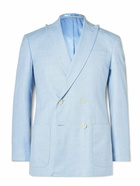 Mr P. - Double-Breasted Virgin Wool, Linen and Silk-Blend Suit Jacket - Blue