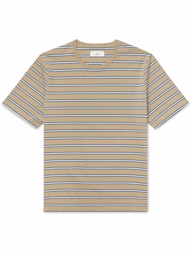 Photo: Mr P. - Striped Recycled and Organic Cotton-Jersey T-Shirt - Neutrals