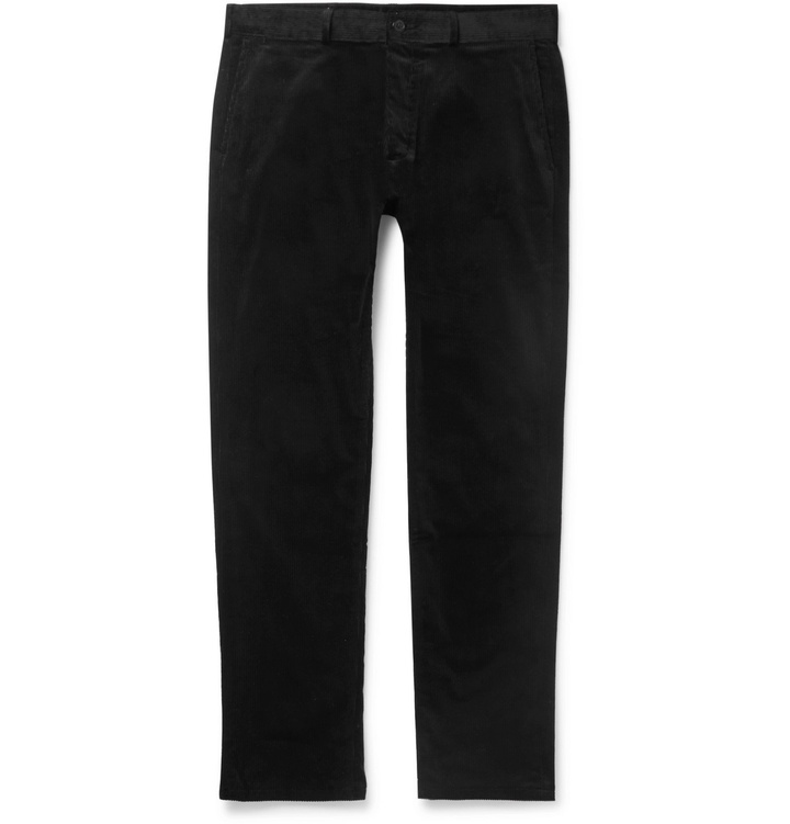 Photo: Maison Kitsuné - Slim-Fit Cotton-Corduroy Trousers - Black