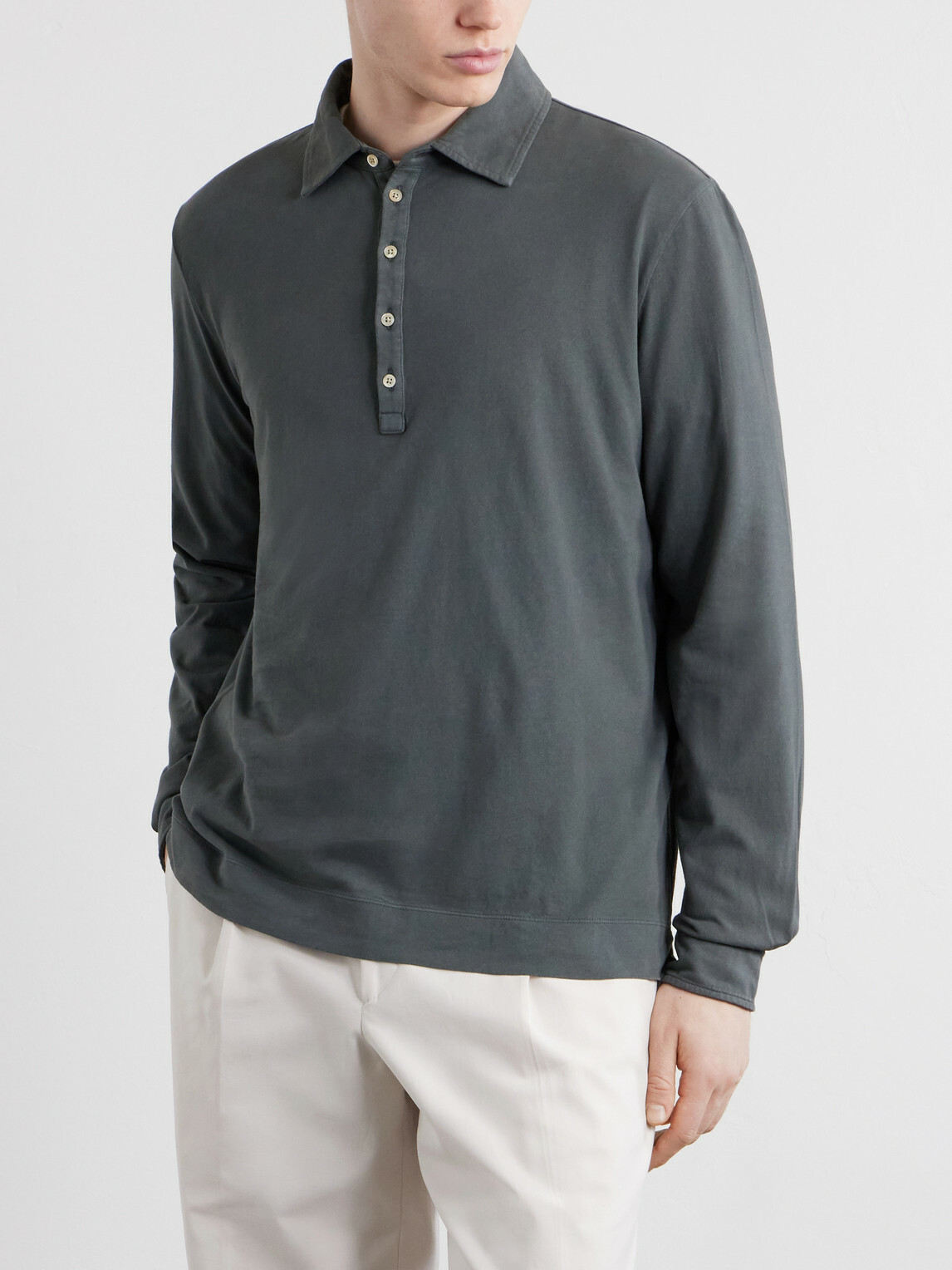 Massimo Alba - Raya Cotton-Jersey Polo Shirt - Gray