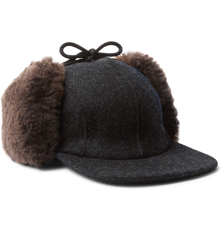 Photo: Filson - Mackinaw Shearling-Trimmed Wool Trapper Hat - Gray