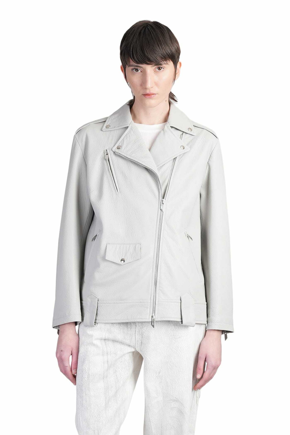 Salvatore Santoro Biker Jacket In Grey Leather