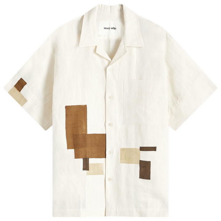 Photo: Story mfg. Men's Greetings Block Vacation Shirt in Ecru Block