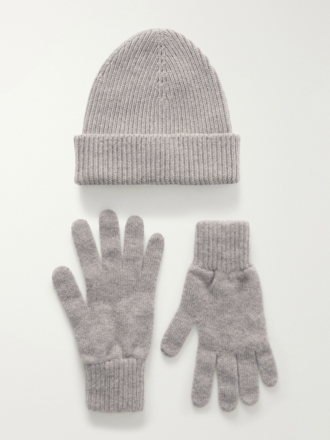 Johnstons of Elgin - Ribbed Gloves and Beanie Cashmere Set