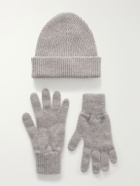 Johnstons of Elgin - Ribbed Gloves and Beanie Cashmere Set