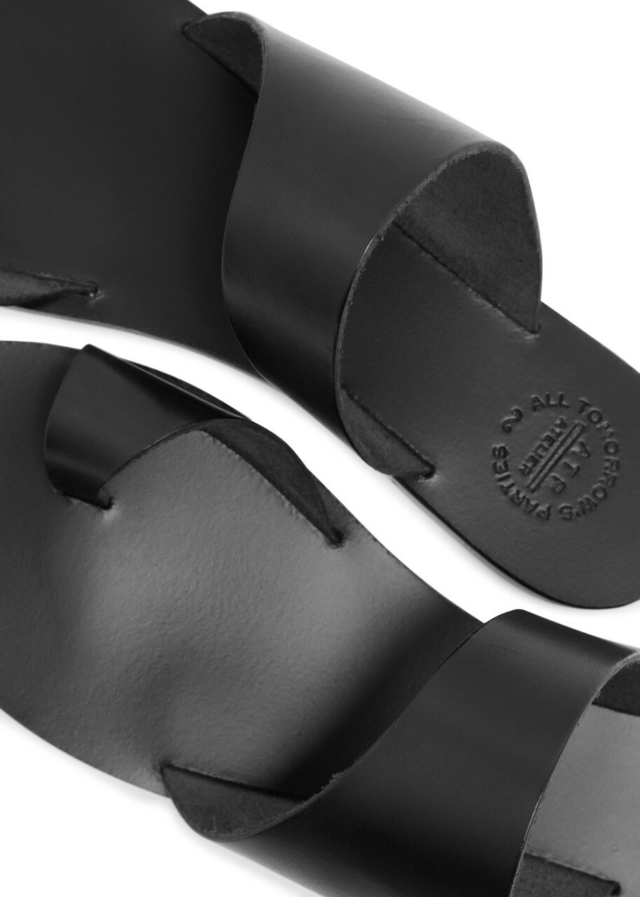 Atp Atelier Centola Leather Thong Sandals Black