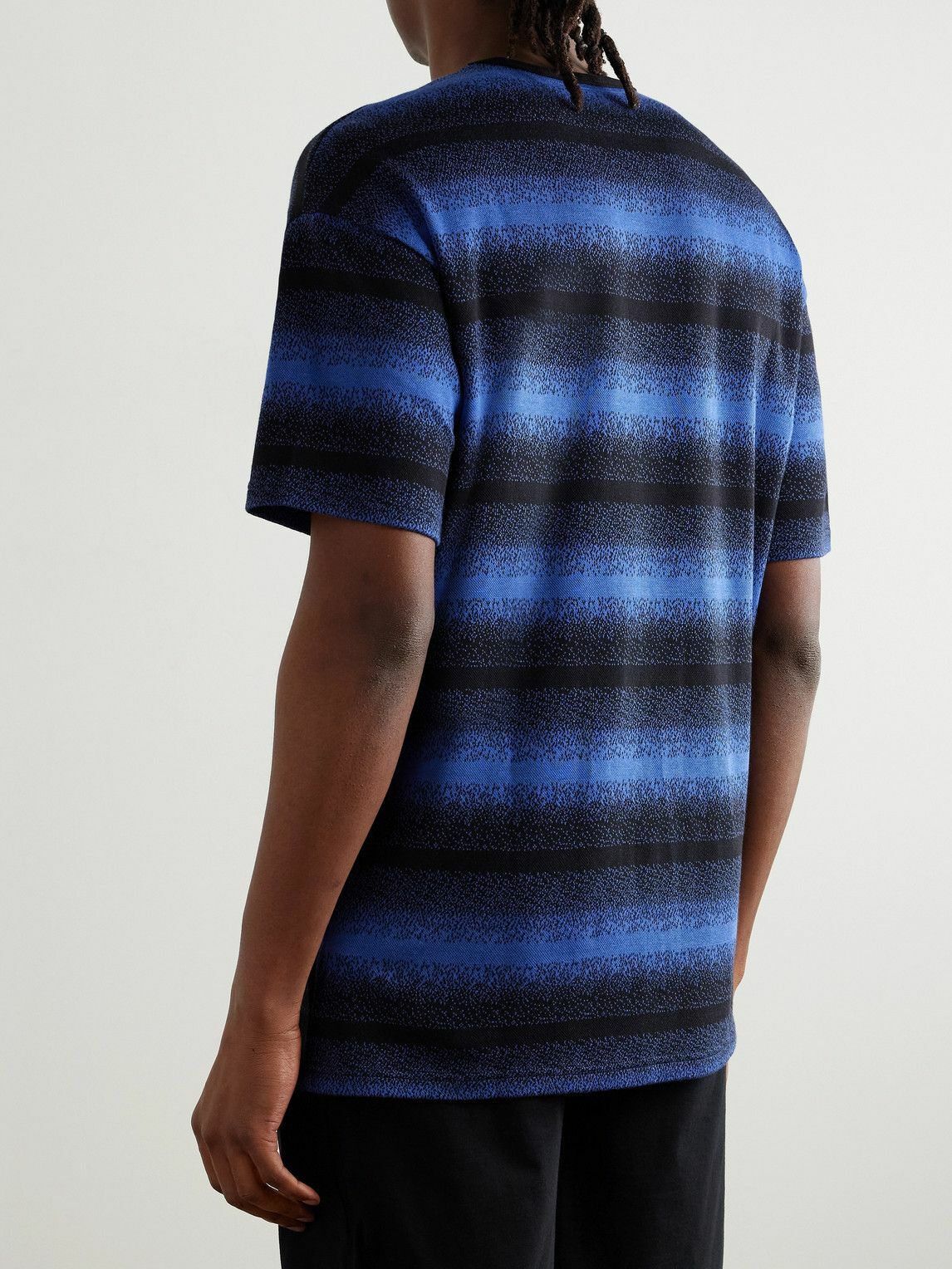 Paul Smith - Logo-Embroidered Striped Cotton and Modal-Blend Piqué T-Shirt - Blue