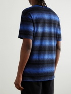 Paul Smith - Logo-Embroidered Striped Cotton and Modal-Blend Piqué T-Shirt - Blue