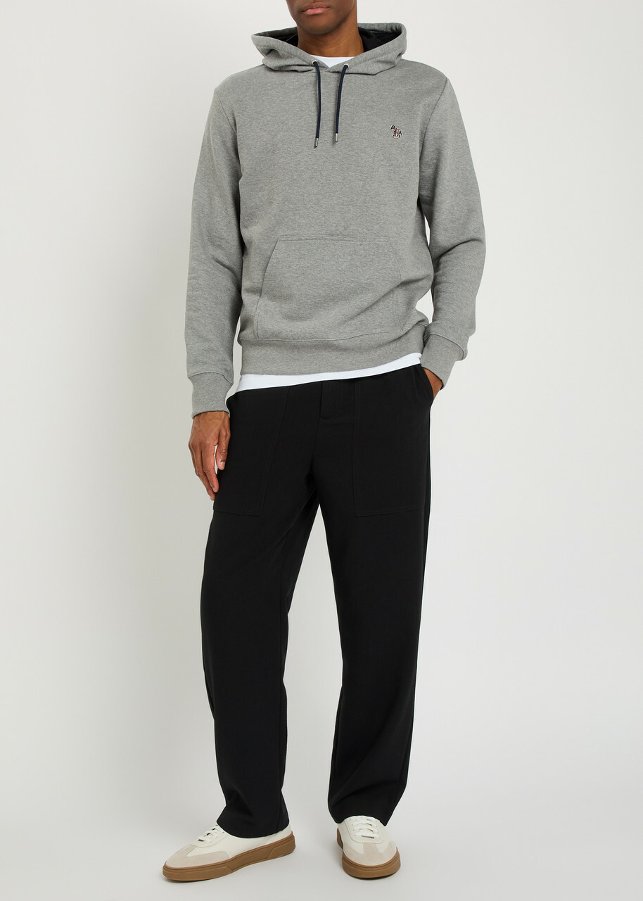 PS Paul Smith Appliquéd Hooded Cotton Sweatshirt Grey