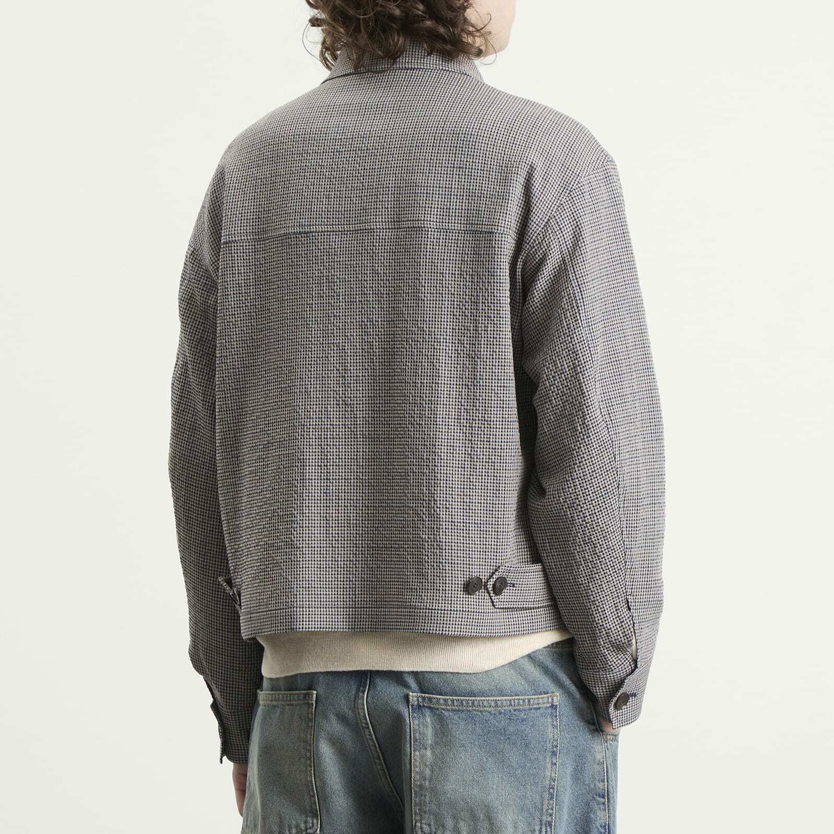 mfpen Men's Check Cropped Mail Jacket in Taupe