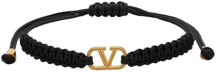 Photo: Valentino Garavani Black Braided VLogo Signature Bracelet