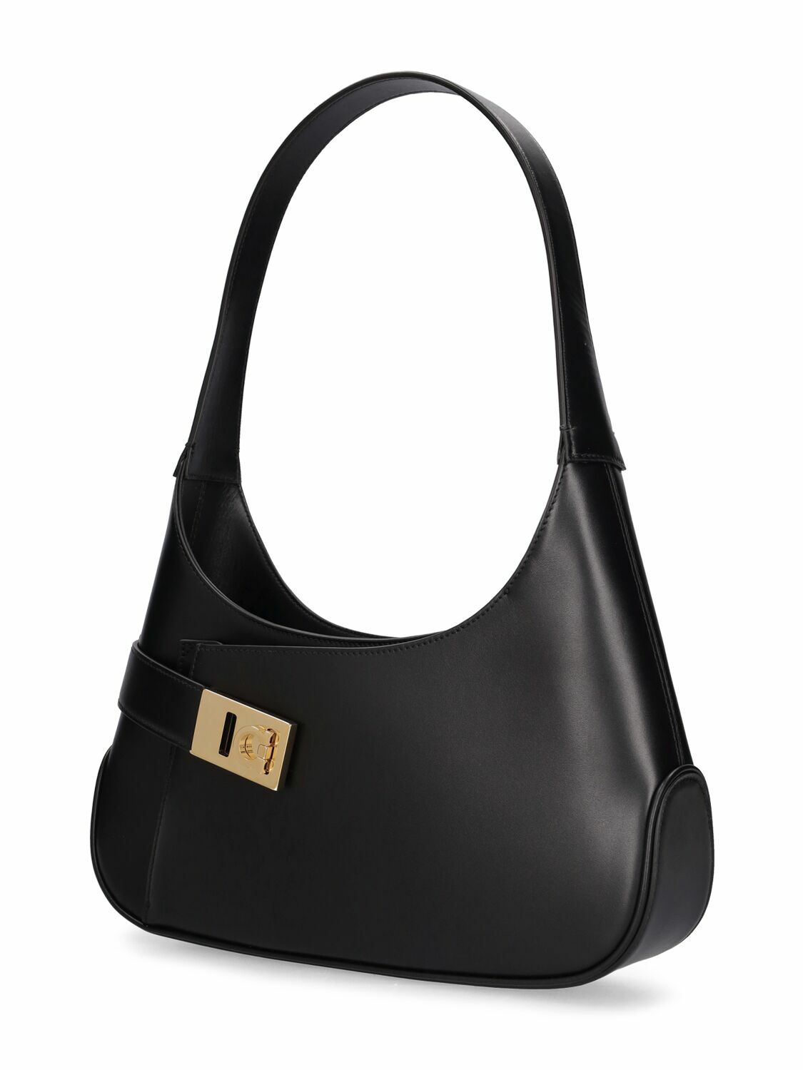 【関税&送料込】Salvatore Ferragamo Black Leather Medium Smi Salvatore Ferragamo Saffiano Black Leather Shoulder Bag