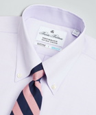 Brooks Brothers Men's Regent Regular-Fit Dress Shirt, Performance Non-Iron with COOLMAX, Button-Down Collar Twill Check | Lavender