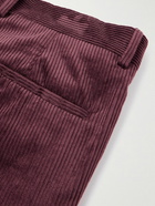 Brunello Cucinelli - Slim-Fit Straight-Leg Pleated Cotton-Corduroy Suit Trousers - Burgundy