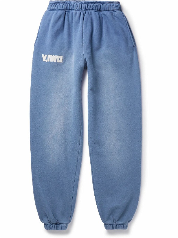 Photo: Y,IWO - Hardwear Logo-Print Distressed Cotton-Jersey Sweatpants - Blue