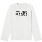 MM6 Maison Margiela Men's Long Sleeve Triple Logo T-Shirt in Off White