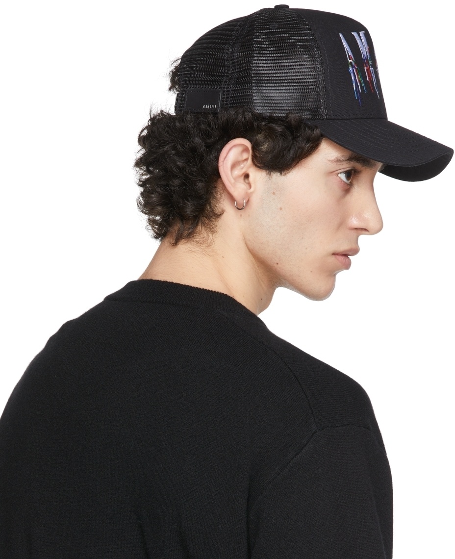 Amiri Black Paint Drip 'M.A.' Logo Trucker Cap - ShopStyle Hats