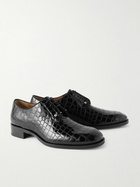 Christian Louboutin - Chambeliss Embellished Croc-Effect Leather Derby Shoes - Black
