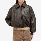 Acne Studios Women's Onnea Leather Bomber Jacket in Dark Brown