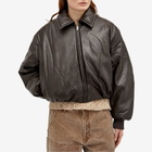 Acne Studios Women's Onnea Leather Bomber Jacket in Dark Brown