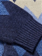 Beams Plus - Jacquard-Knit Linen and Cotton-Blend Cardigan - Blue