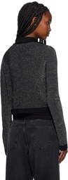 Re/Done Black & Silver Lurex Polo Cardigan