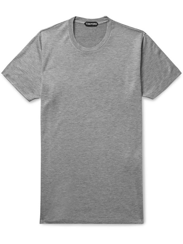 Photo: TOM FORD - Mélange Stretch-Jersey T-Shirt - Gray