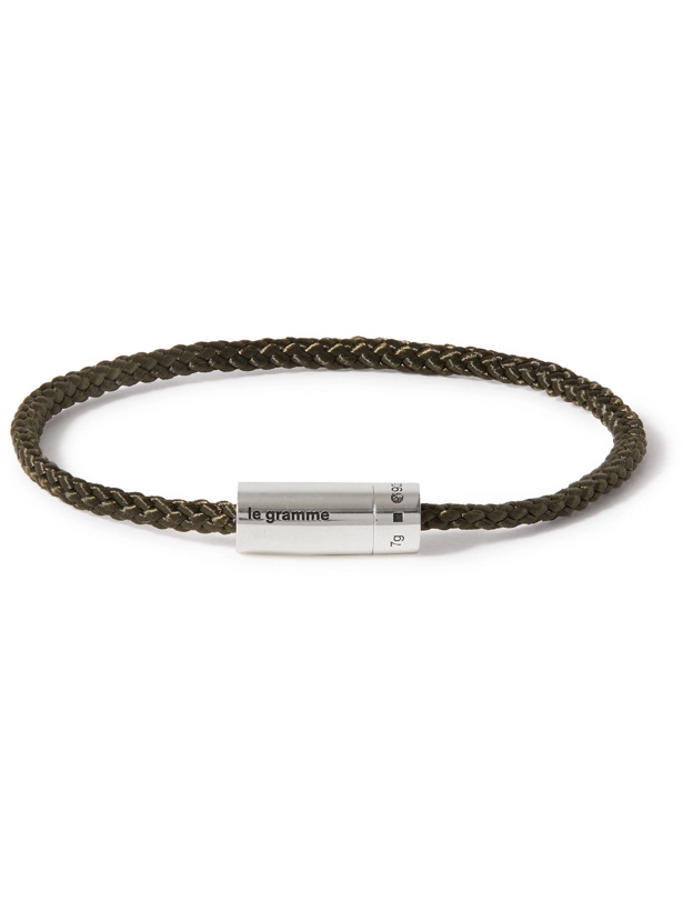 Photo: LE GRAMME - 5g Braided Cord and Sterling Silver Bracelet - Green