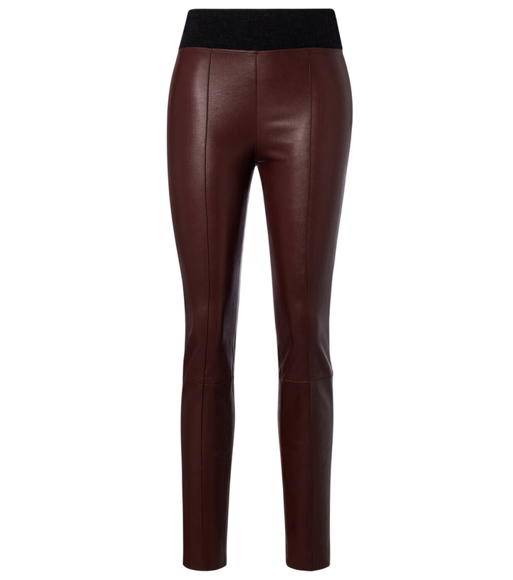 Photo: Brunello Cucinelli Wool-trimmed leather slim pants