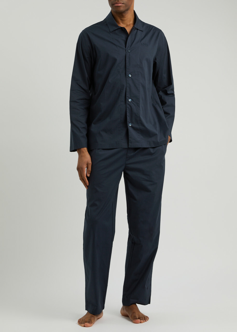Boss Chris Poplin Pyjama set Dark Blue