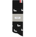 Thom Browne - Cotton-Blend Jacquard Socks - Black